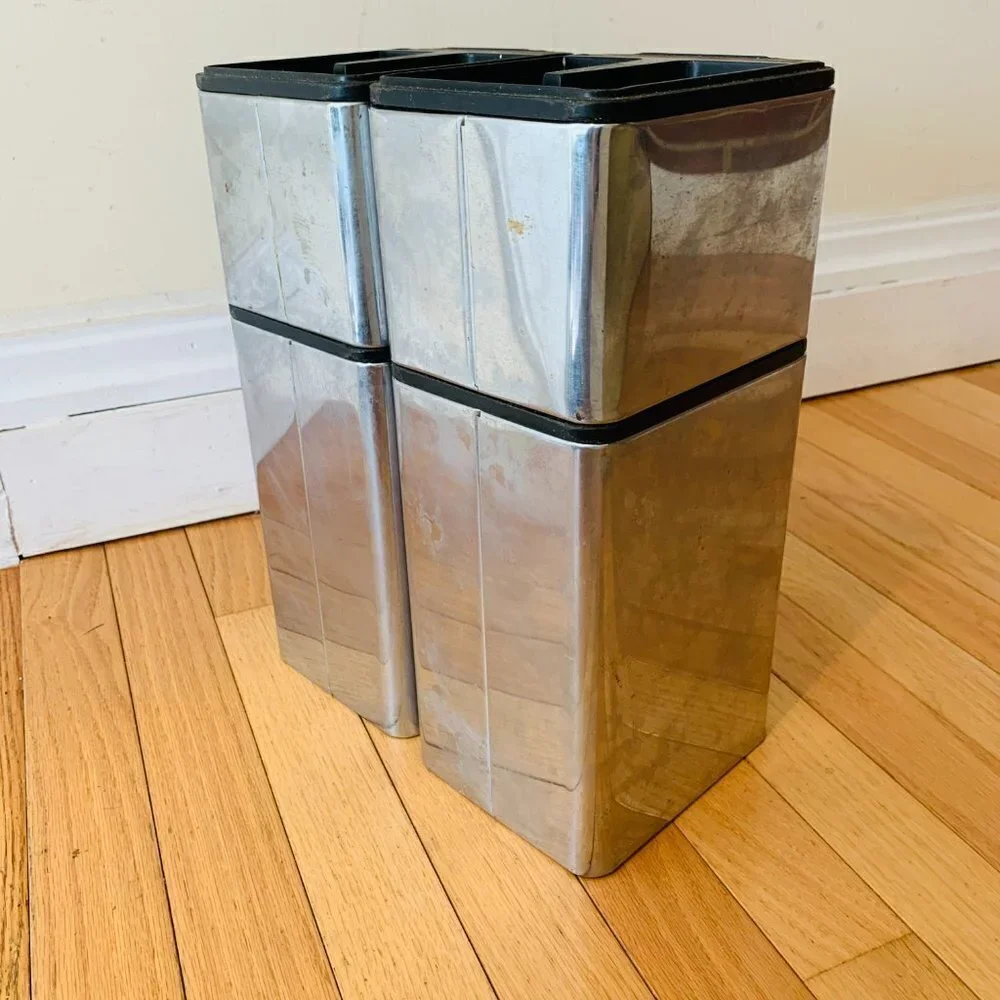 Vintage Mid Century 4 Piece Chrome Canister